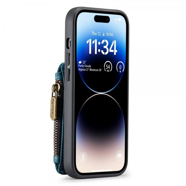 CaseMe iPhone 14 Pro Max Cover C20 Kortlomme Lynlås Petroleum