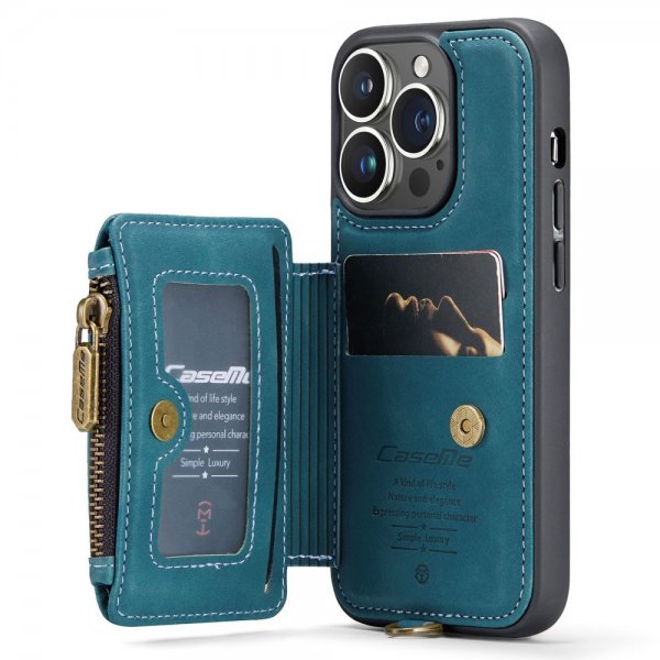 CaseMe iPhone 14 Pro Max Cover C20 Kortlomme Lynlås Petroleum