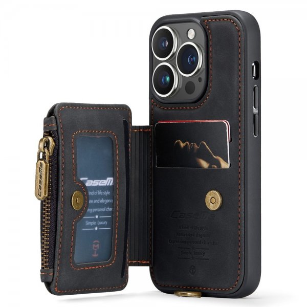 CaseMe iPhone 14 Pro Max Cover C20 Kortlomme Lynlås Sort