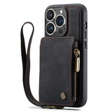 CaseMe iPhone 14 Pro Max Cover C20 Kortlomme Lynlås Sort
