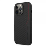 AMG iPhone 14 Pro Max Cover Carbon Effect Præget Logo Sort