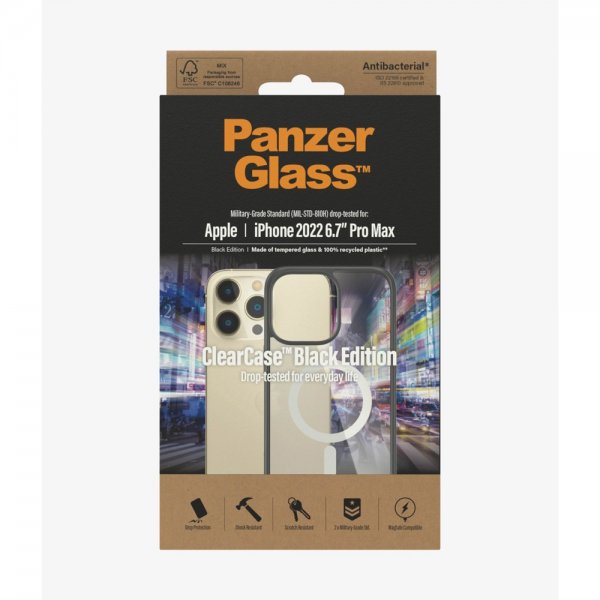 PanzerGlass iPhone 14 Pro Max Cover ClearCase Black Edition MagSafe