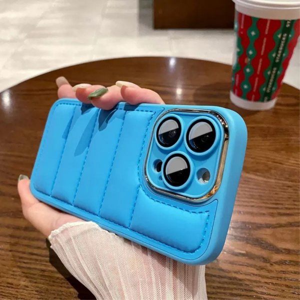 iPhone 14 Pro Max Cover Down Jacket Design Blå