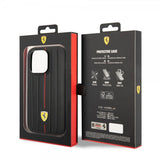 Ferrari iPhone 14 Pro Max Cover Prægede Striber Rød