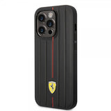 Ferrari iPhone 14 Pro Max Cover Prægede Striber Rød