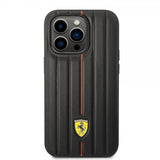 Ferrari iPhone 14 Pro Max Cover Prægede Striber Rød