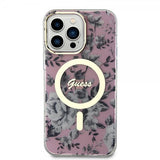 Guess iPhone 14 Pro Max Cover Flower MagSafe Lyserød