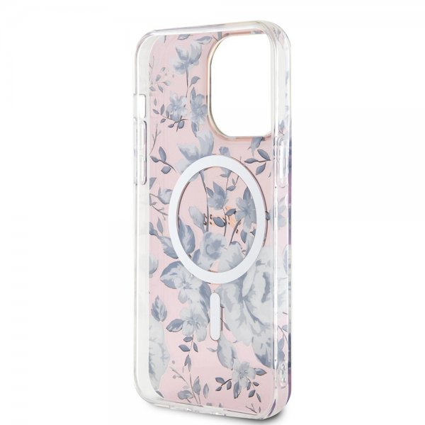 Guess iPhone 14 Pro Max Cover Flower MagSafe Lyserød