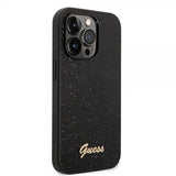 Guess iPhone 14 Pro Max Cover Glitter Flakes Metal Logo Sort