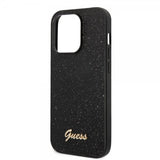 Guess iPhone 14 Pro Max Cover Glitter Flakes Metal Logo Sort