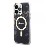 Guess iPhone 14 Pro Max Cover Golden Marble MagSafe Sort