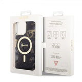 Guess iPhone 14 Pro Max Cover Golden Marble MagSafe Sort