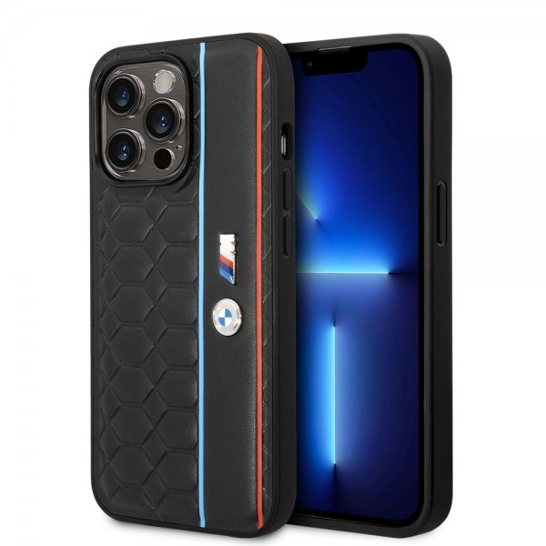 BMW iPhone 14 Pro Max Cover Hexagonal mønster Sort