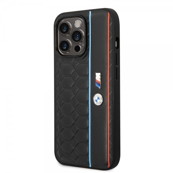 BMW iPhone 14 Pro Max Cover Hexagonal mønster Sort