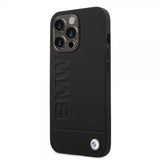 BMW iPhone 14 Pro Max Cover Hot Stamp Metal Logo Sort