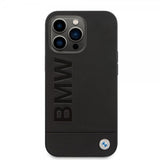 BMW iPhone 14 Pro Max Cover Hot Stamp Metal Logo Sort
