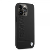 BMW iPhone 14 Pro Max Cover Hot Stamp Metal Logo Sort