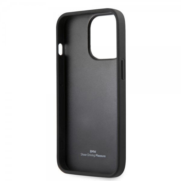 BMW iPhone 14 Pro Max Cover Hot Stamp Metal Logo Sort