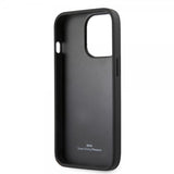 BMW iPhone 14 Pro Max Cover Hot Stamp Metal Logo Sort