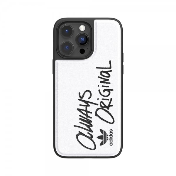 Adidas iPhone 14 Pro Max Cover Inlay Embroidery Case Hvid Sort
