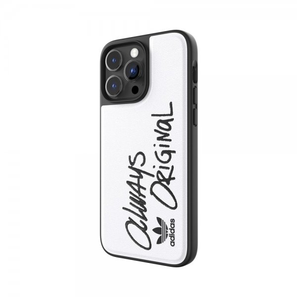 Adidas iPhone 14 Pro Max Cover Inlay Embroidery Case Hvid Sort
