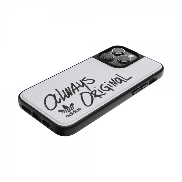 Adidas iPhone 14 Pro Max Cover Inlay Embroidery Case Hvid Sort