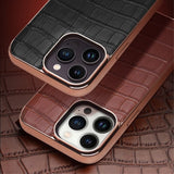 Qialino iPhone 14 Pro Max Cover Krokodillemønster MagSafe Brun