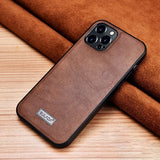 Sulada iPhone 14 Pro Max Cover Lædertekstur Brun