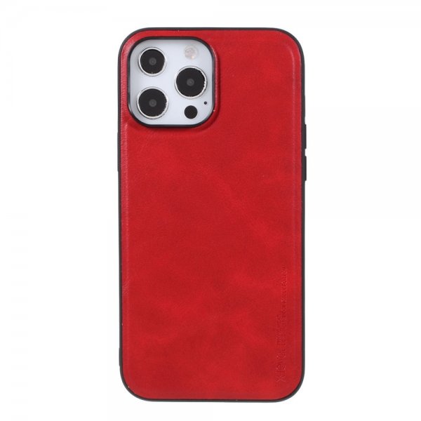 X-Level iPhone 14 Pro Max Cover Lædertekstur Rød
