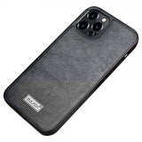 Sulada iPhone 14 Pro Max Cover Lædertekstur Sort