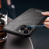Sulada iPhone 14 Pro Max Cover Lædertekstur Sort