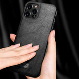 Sulada iPhone 14 Pro Max Cover Lædertekstur Sort