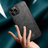 Sulada iPhone 14 Pro Max Cover Lædertekstur Sort
