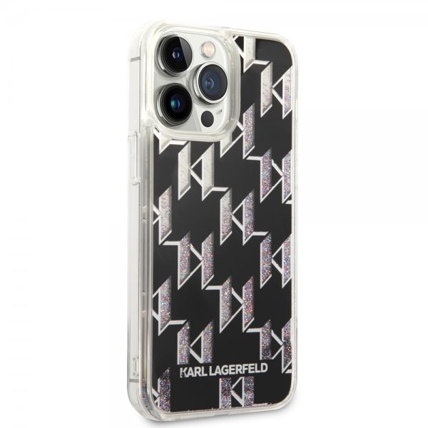 Karl Lagerfeld iPhone 14 Pro Max Cover Liquid Glitter Monogram Sort