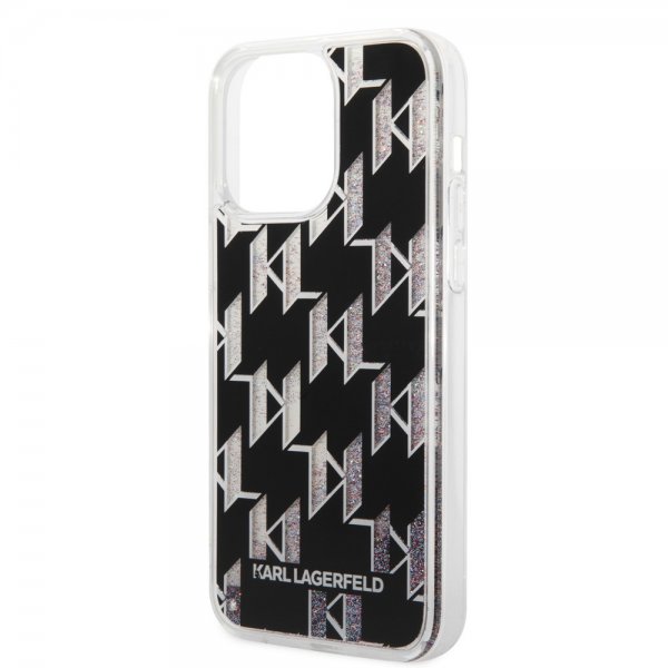 Karl Lagerfeld iPhone 14 Pro Max Cover Liquid Glitter Monogram Sort