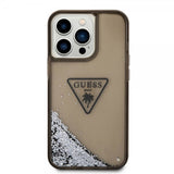 Guess iPhone 14 Pro Max Cover Liquid Glitter Gennemsigtig Sort