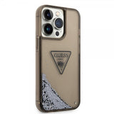 Guess iPhone 14 Pro Max Cover Liquid Glitter Gennemsigtig Sort