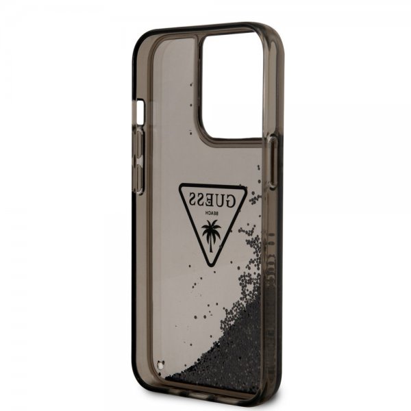 Guess iPhone 14 Pro Max Cover Liquid Glitter Gennemsigtig Sort