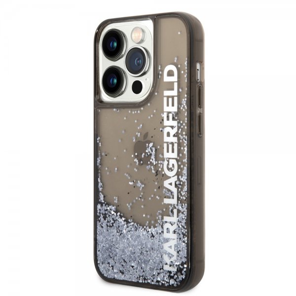 Karl Lagerfeld iPhone 14 Pro Max Cover Liquid Glitter Translucent Sort