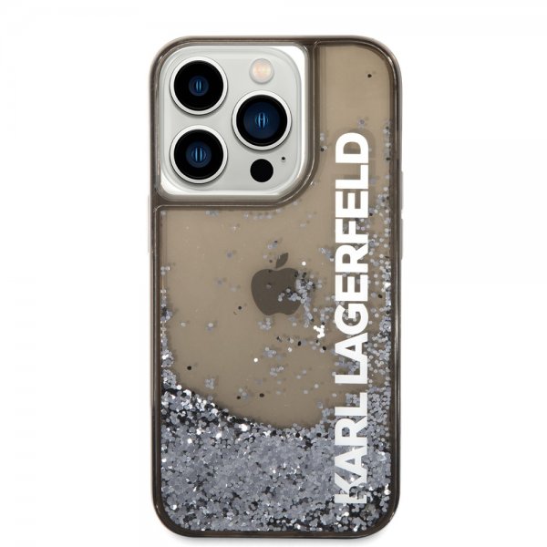 Karl Lagerfeld iPhone 14 Pro Max Cover Liquid Glitter Translucent Sort