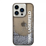 Karl Lagerfeld iPhone 14 Pro Max Cover Liquid Glitter Translucent Sort