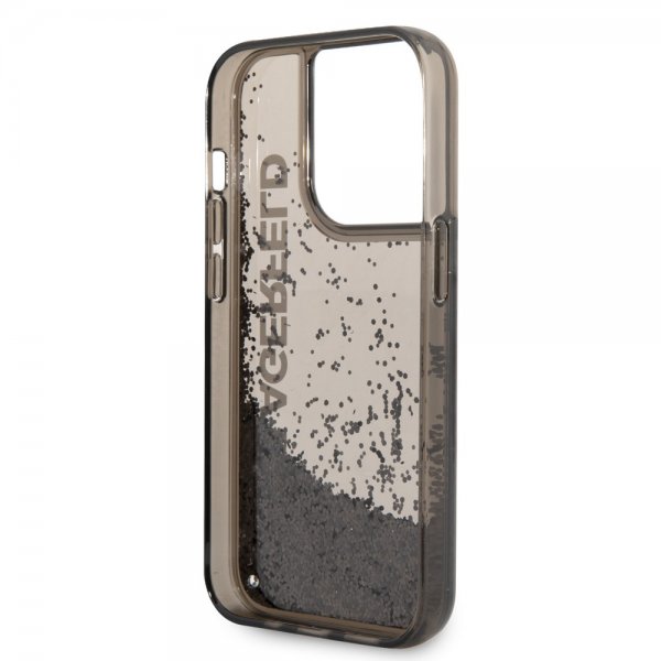 Karl Lagerfeld iPhone 14 Pro Max Cover Liquid Glitter Translucent Sort