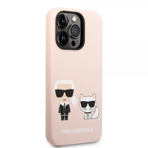 Karl Lagerfeld iPhone 14 Pro Max Cover Liquid Silicone Karl & Choupette MagSafe Pink