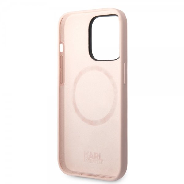Karl Lagerfeld iPhone 14 Pro Max Cover Liquid Silicone Karl & Choupette MagSafe Pink