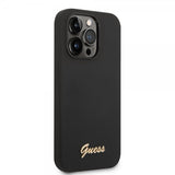 Guess iPhone 14 Pro Max Cover Liquid Silicone Metal Logo Sort