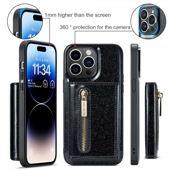 Dg.Ming iPhone 14 Pro Max Cover M3 Series Aftagelig Kortholder Sort