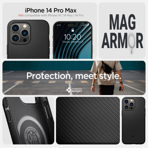 Spigen iPhone 14 Pro Max Cover Mag Armor MagFit Mat Sort