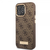 Guess iPhone 14 Pro Max Cover Metal Plate Logo MagSafe Brun