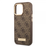 Guess iPhone 14 Pro Max Cover Metal Plate Logo MagSafe Brun