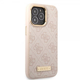Guess iPhone 14 Pro Max Cover Metal Plate Logo MagSafe Pink